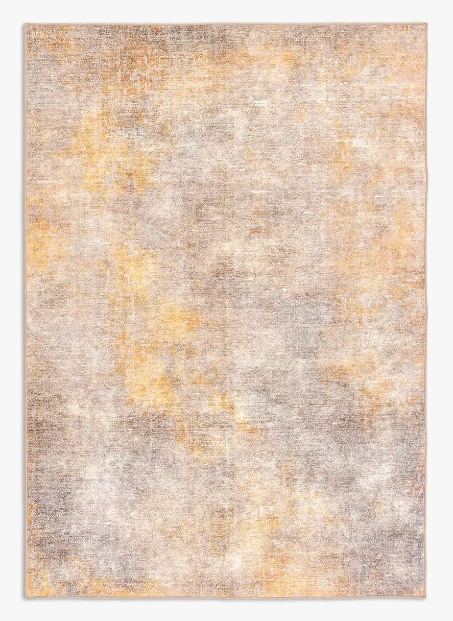 Tappeto Onis Gold bouclé 3D 160×230 cm con onde morbide oro, tortora e crema visto dall’alto.