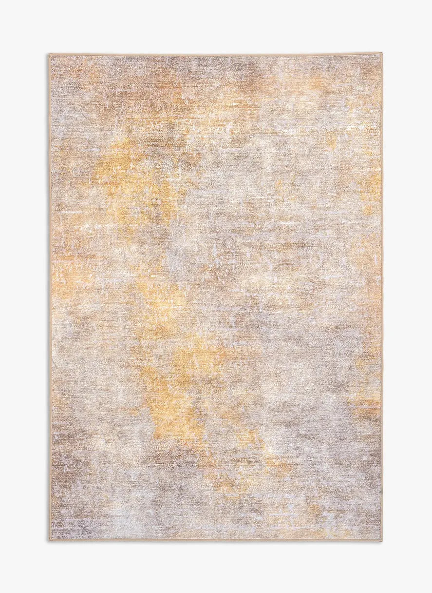 Tappeto Onis Gold bouclé 3D 130×190 cm con sfumature oro, beige e tortora visto dall’alto.