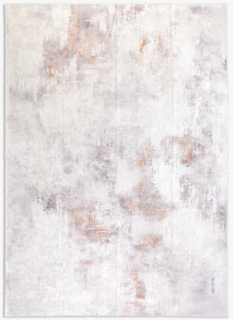 Tappeto Jorg Rust bouclé 3D 200×290 cm con riquadri sfumati nei toni ruggine, terracotta e beige visto dall’alto.