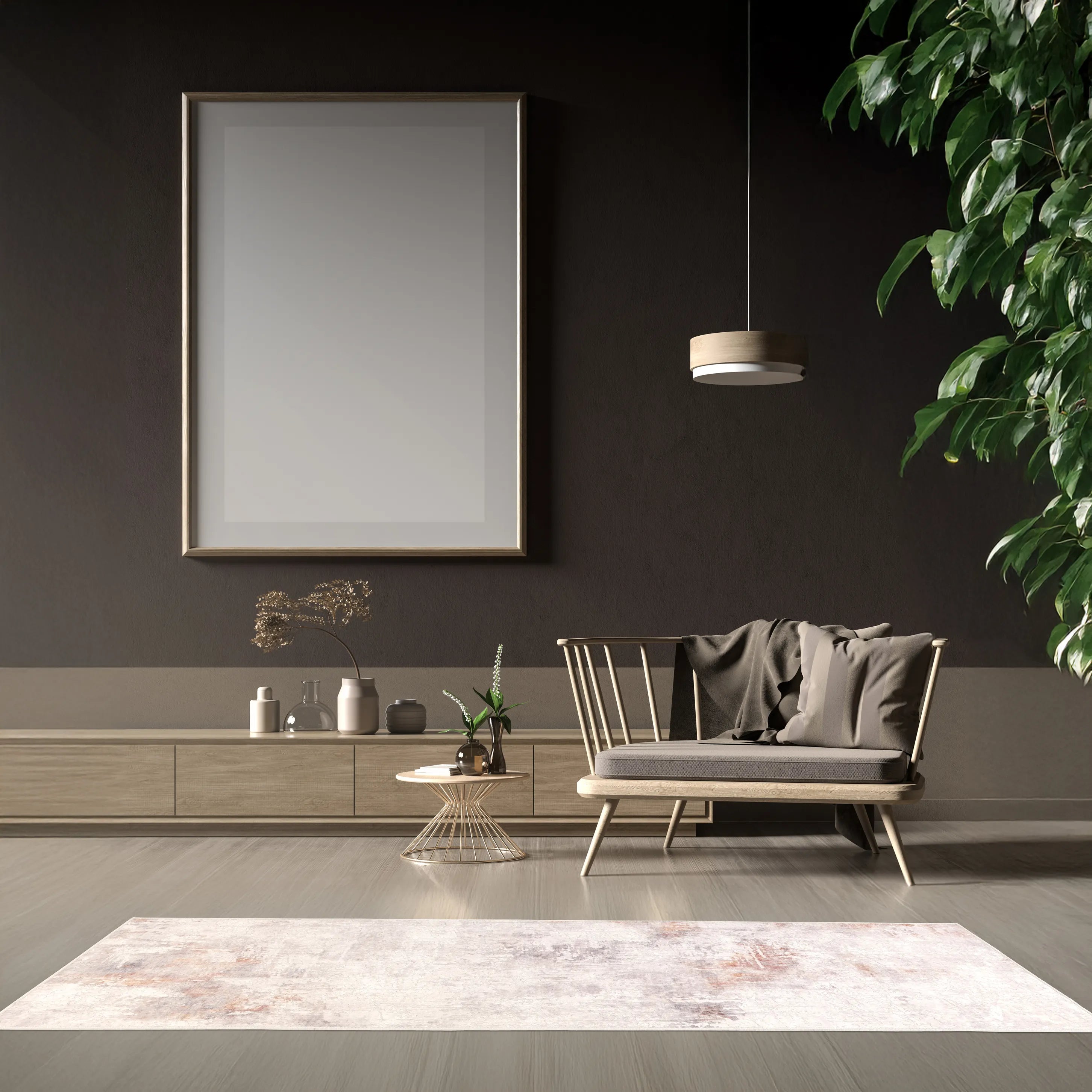 Tappeto Jorg Rust bouclé 3D 80×250 cm in corridoio, mix caldo ruggine e beige.