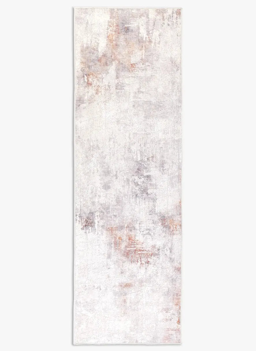 Tappeto Jorg Rust bouclé 3D 80×250 cm con pattern ruggine e sabbia visto dall’alto.