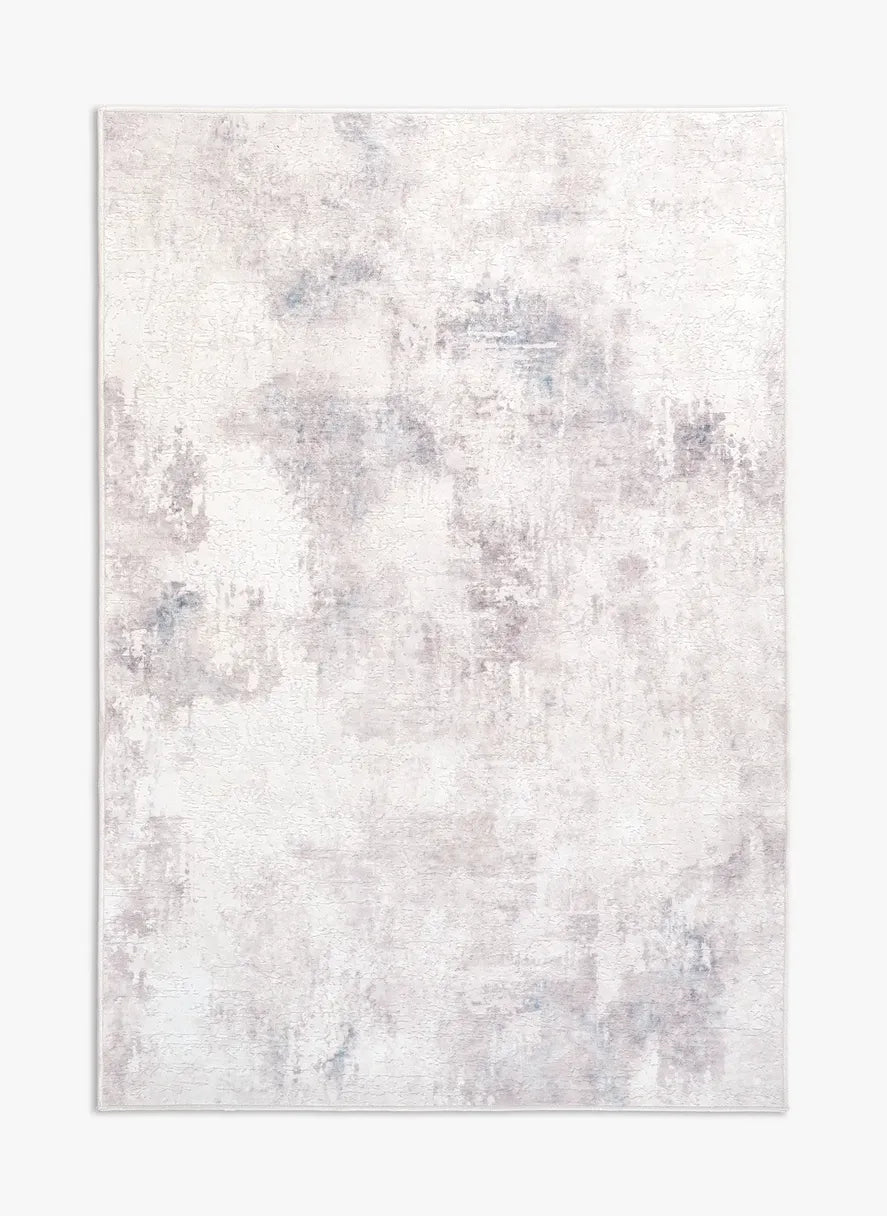 Tappeto Jorg PastBlue bouclé 3D 130×190 cm con riquadri grigio ghiaccio e azzurro polvere visto dall’alto.