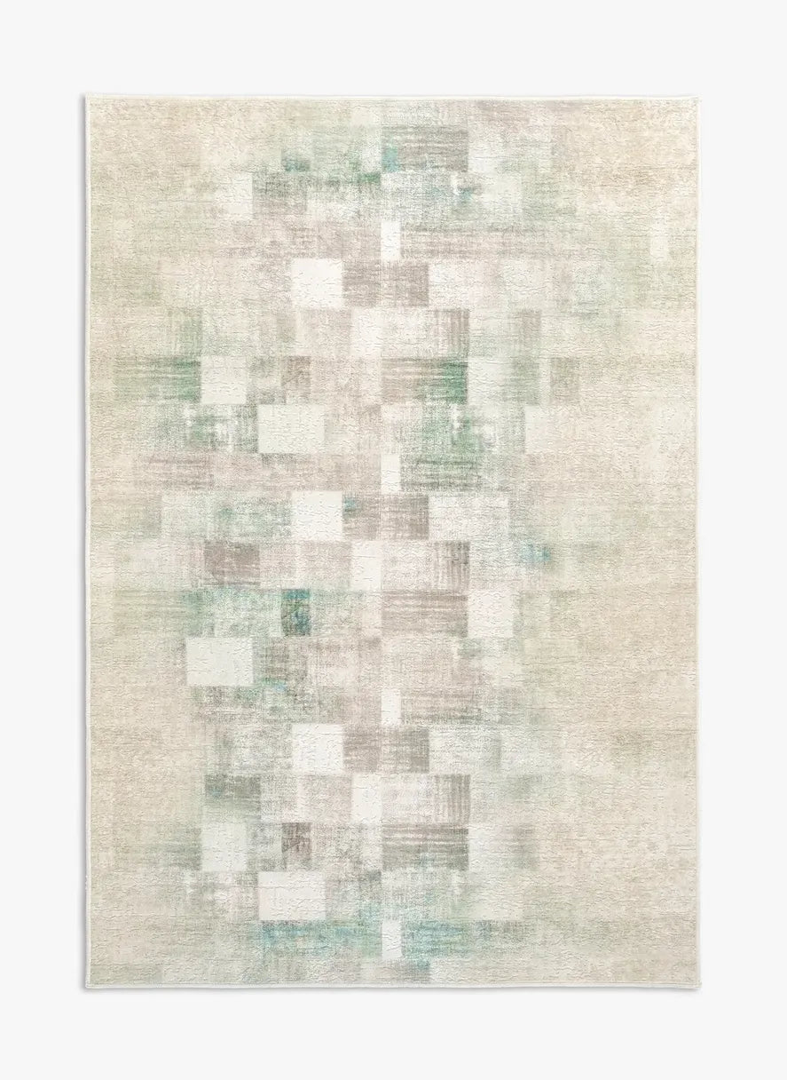 Tappeto Martin LtGreen bouclé 3D 130×190 cm con sfumature salvia, avorio e sabbia visto dall’alto.