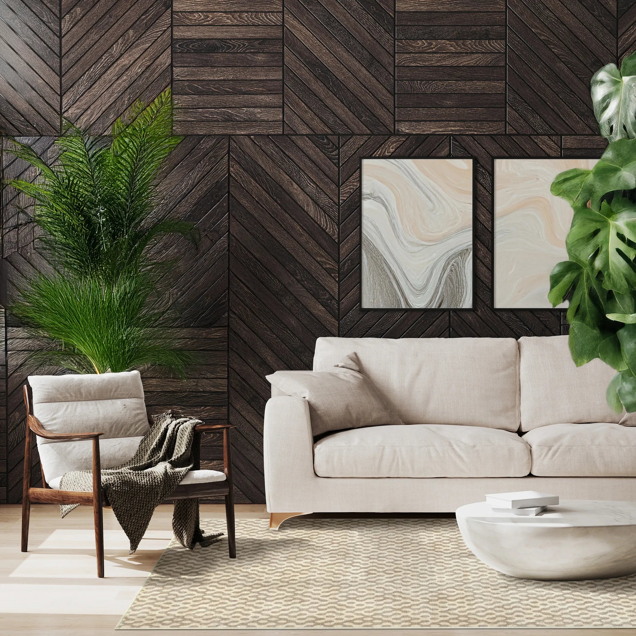 Tappeto Haral 160×230 cm in pelo taftato in living luminoso, arredo moderno e colori neutri.