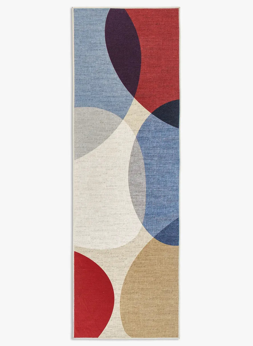 Tappeto Nayra 80x250 cm runner visto dall’alto, pattern astratto a forme morbide.