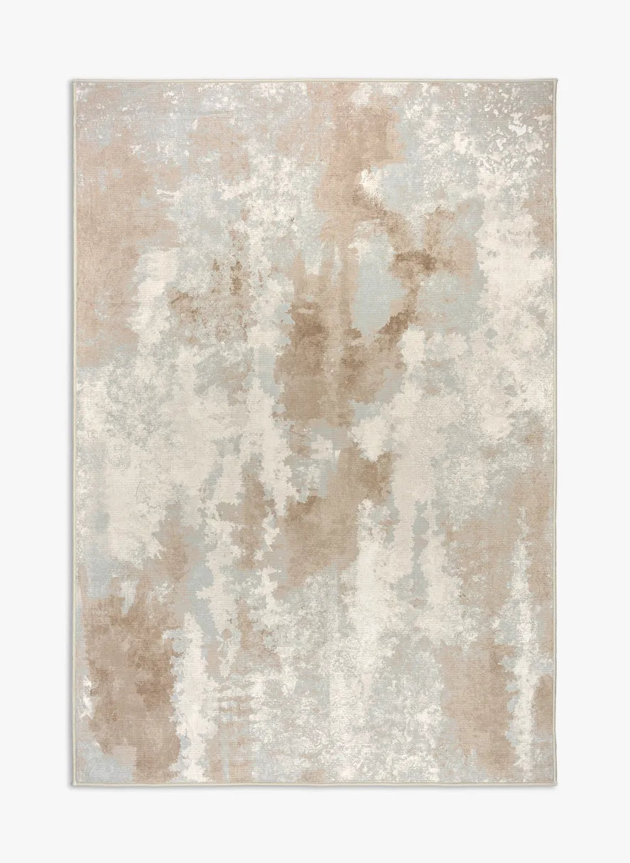 Tappeto Argon 130×190 cm con grafica astratta tortora/avorio; lavabile a 40° in lavatrice e asciugabile in asciugatrice, antimacchia, antiscivolo e impermeabile.
