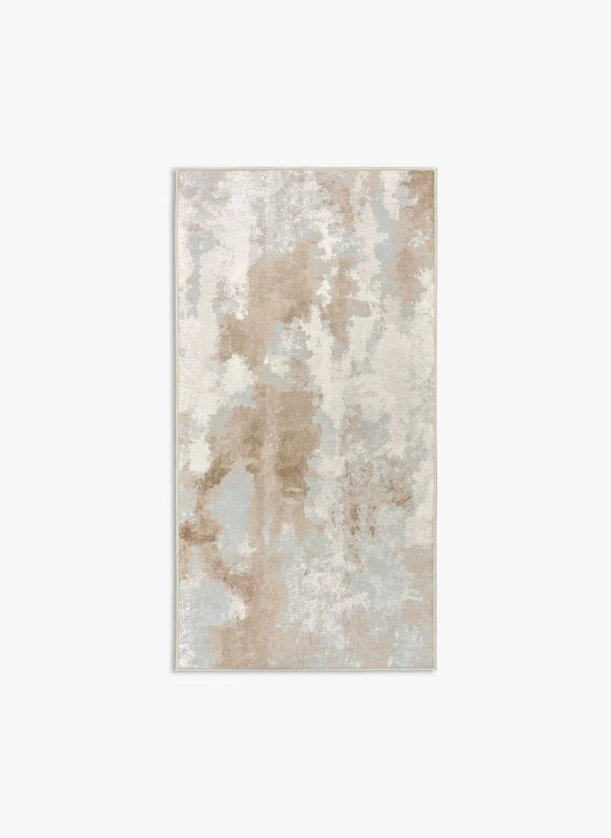 appeto Argon 80×150 cm astratto tortora/avorio; lavabile in lavatrice a 40° e asciugabile in asciugatrice, antimacchia e antiscivolo.