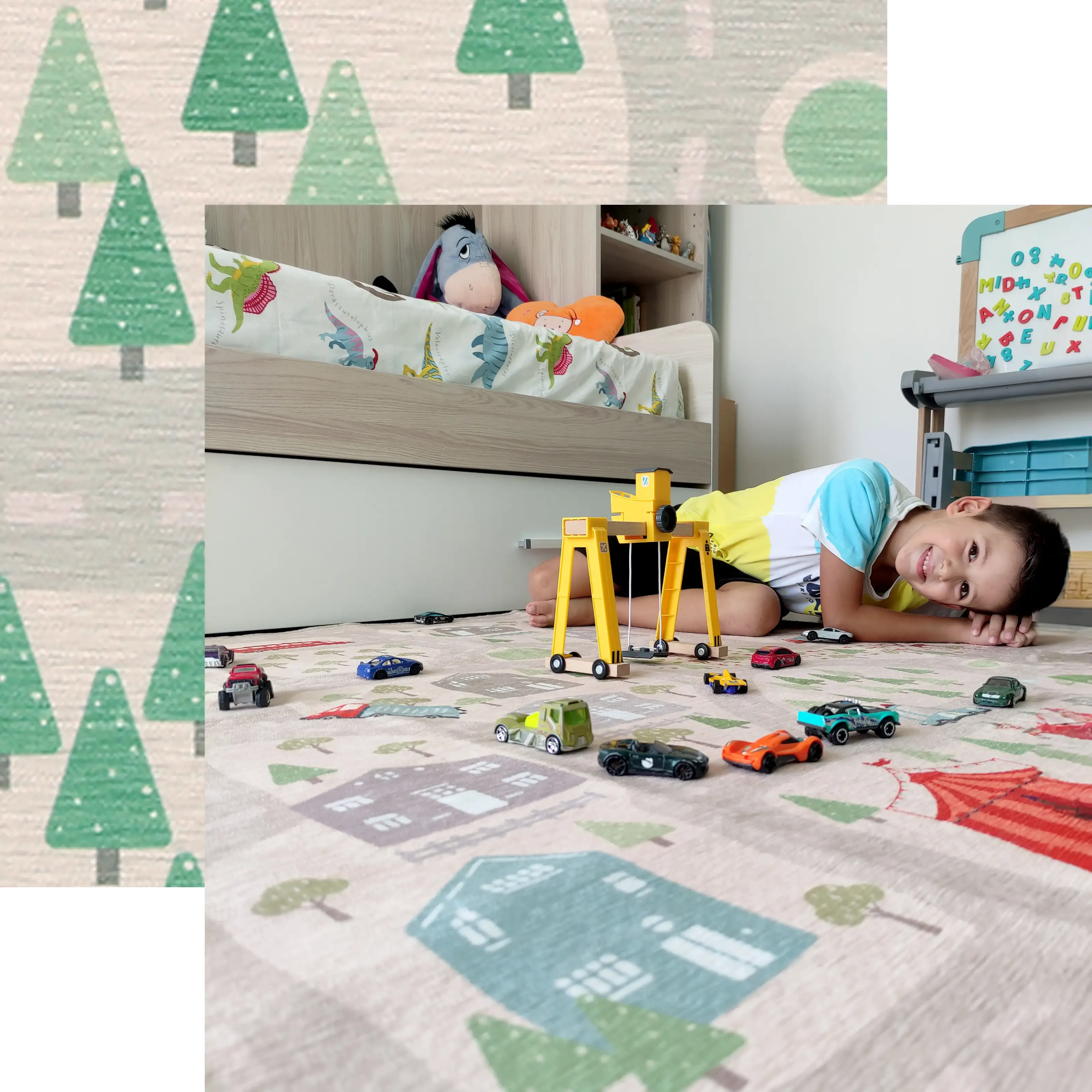 DAVIDE Y SU ALFOMBRA FOREST ROAD: ¡JUEGO Y LIMPIEZA SIN PROBLEMAS!