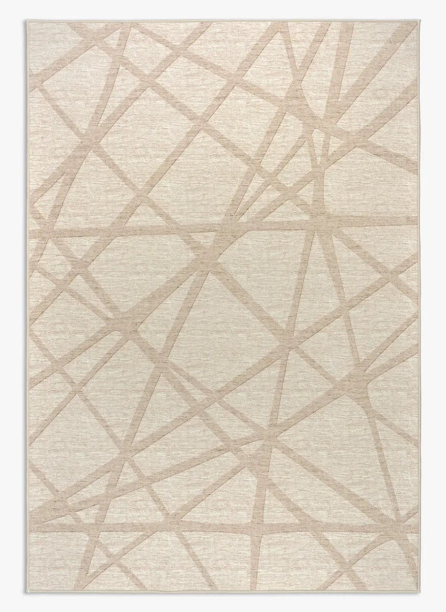 Tappeto Dome 160×230 cm geometrico beige; lavabile a 40° in lavatrice e asciugabile in asciugatrice, antiscivolo, antimacchia e impermeabile.