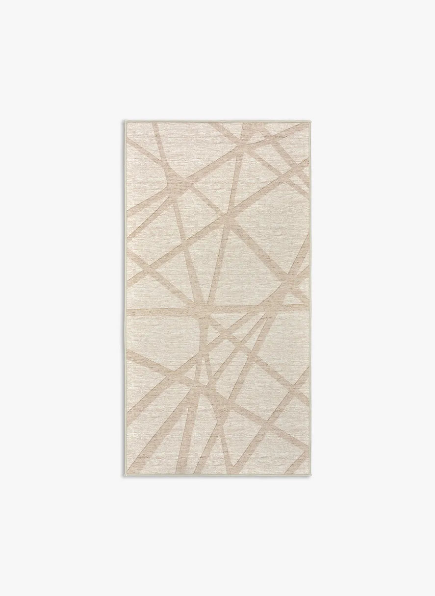 Tappeto Dome 80×150 cm geometrico beige formato runner; lavabile a 40° in lavatrice e asciugabile in asciugatrice, antimacchia, antiscivolo e impermeabile.