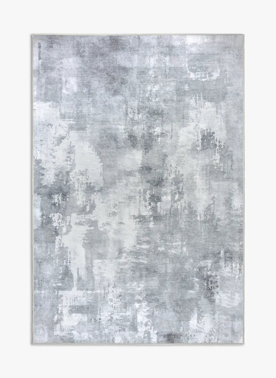 Tappeto Elio 130×190 cm pattern astratto grigio; lavabile a 40° in lavatrice e asciugabile in asciugatrice, antiscivolo e impermeabile.