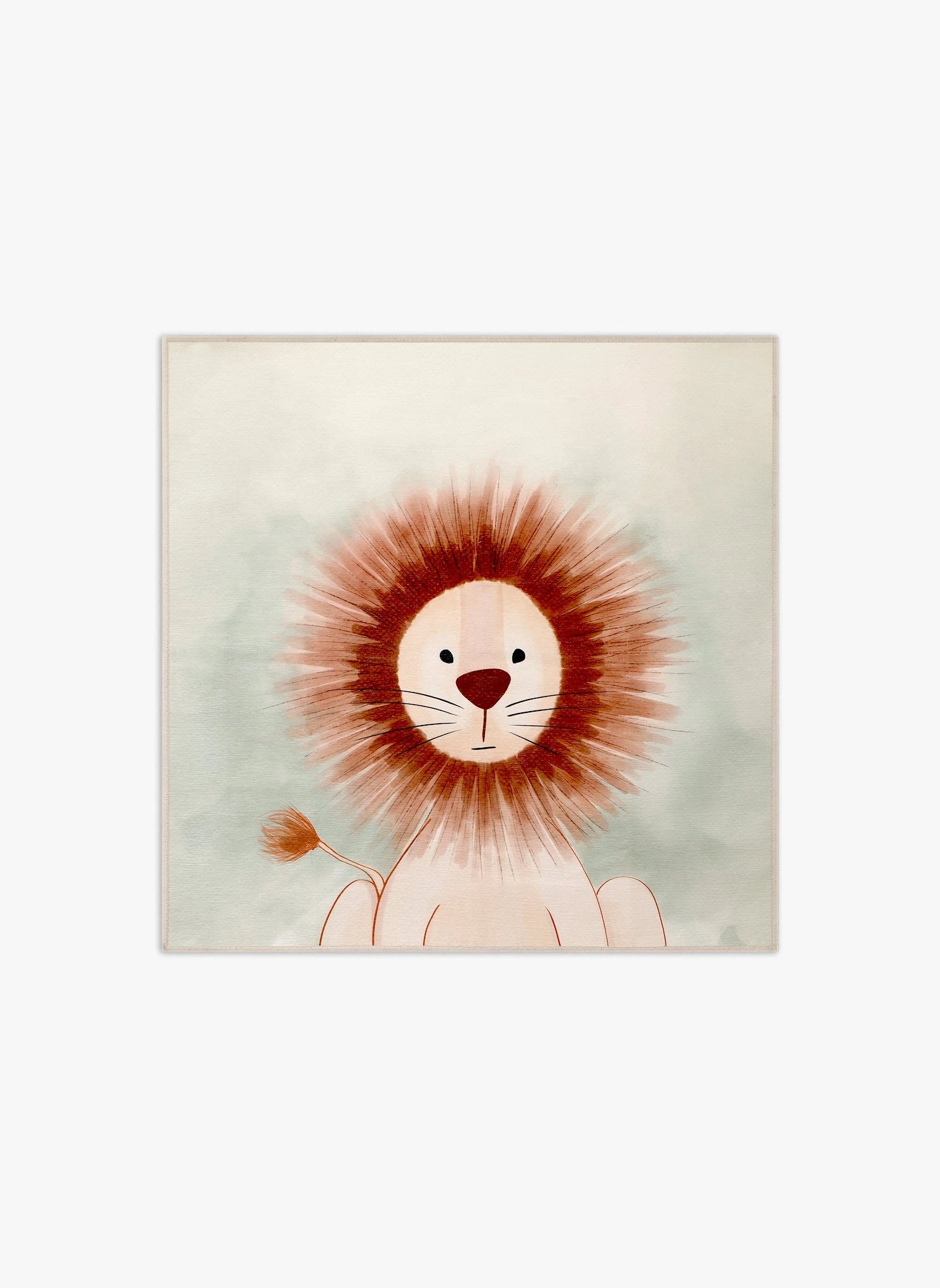 Tappeto Lion 120x120cm, collezione Chenny stile Kids con illustrazione di un leone dai toni caldi