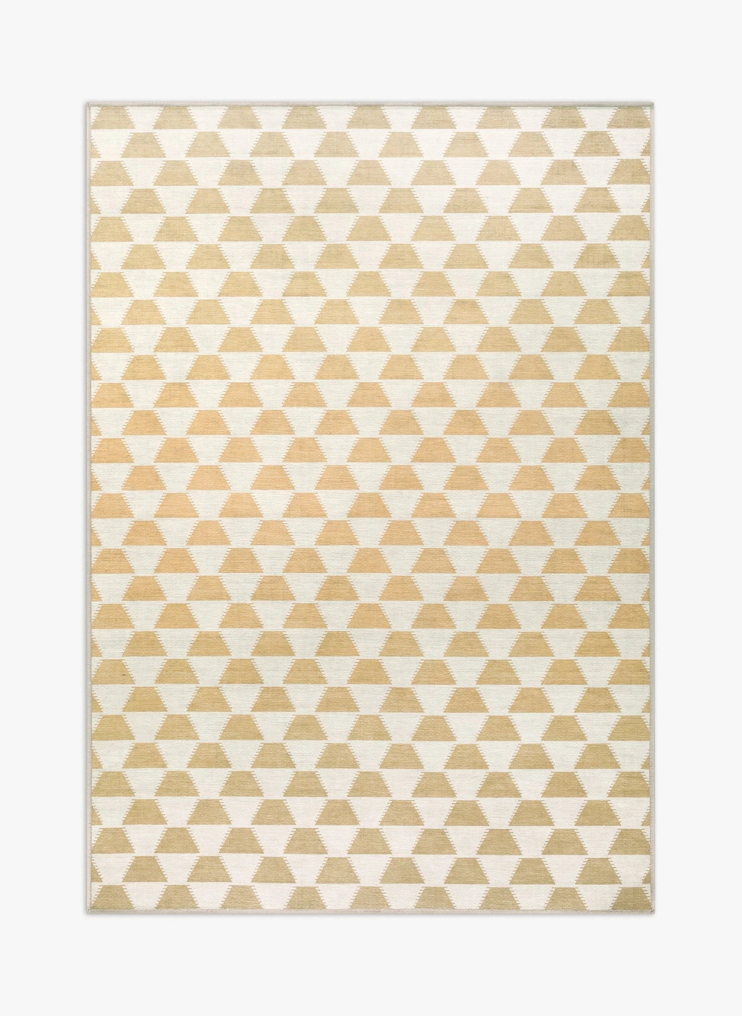Tappeto Polizio 140×200 cm Lindorug collezione Chenny stile Urban, base avorio con motivo a triangoli oro