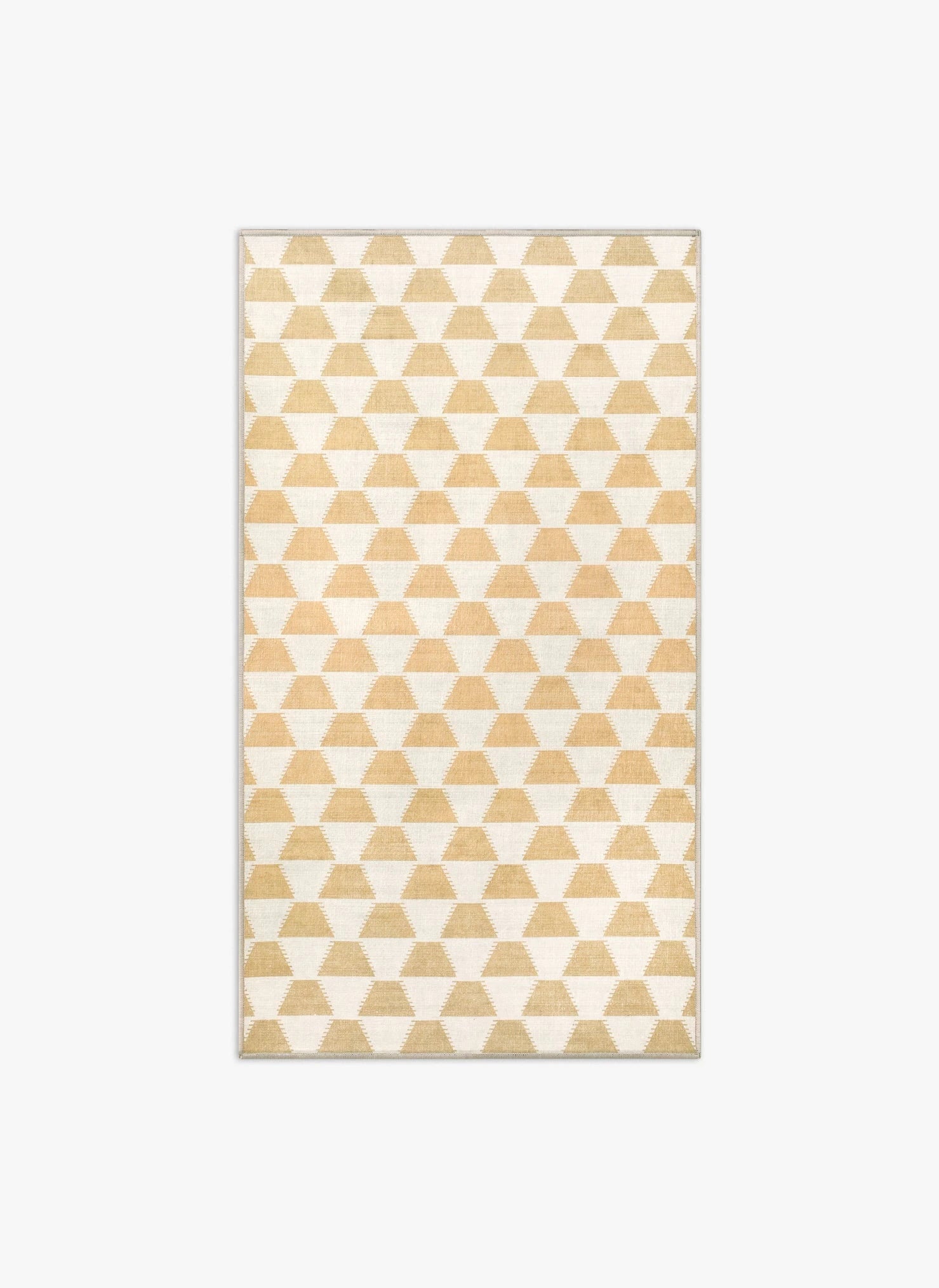 Tappeto Polizio 90×160 cm Lindorug collezione Chenny stile Urban, base avorio con motivo a triangoli oro