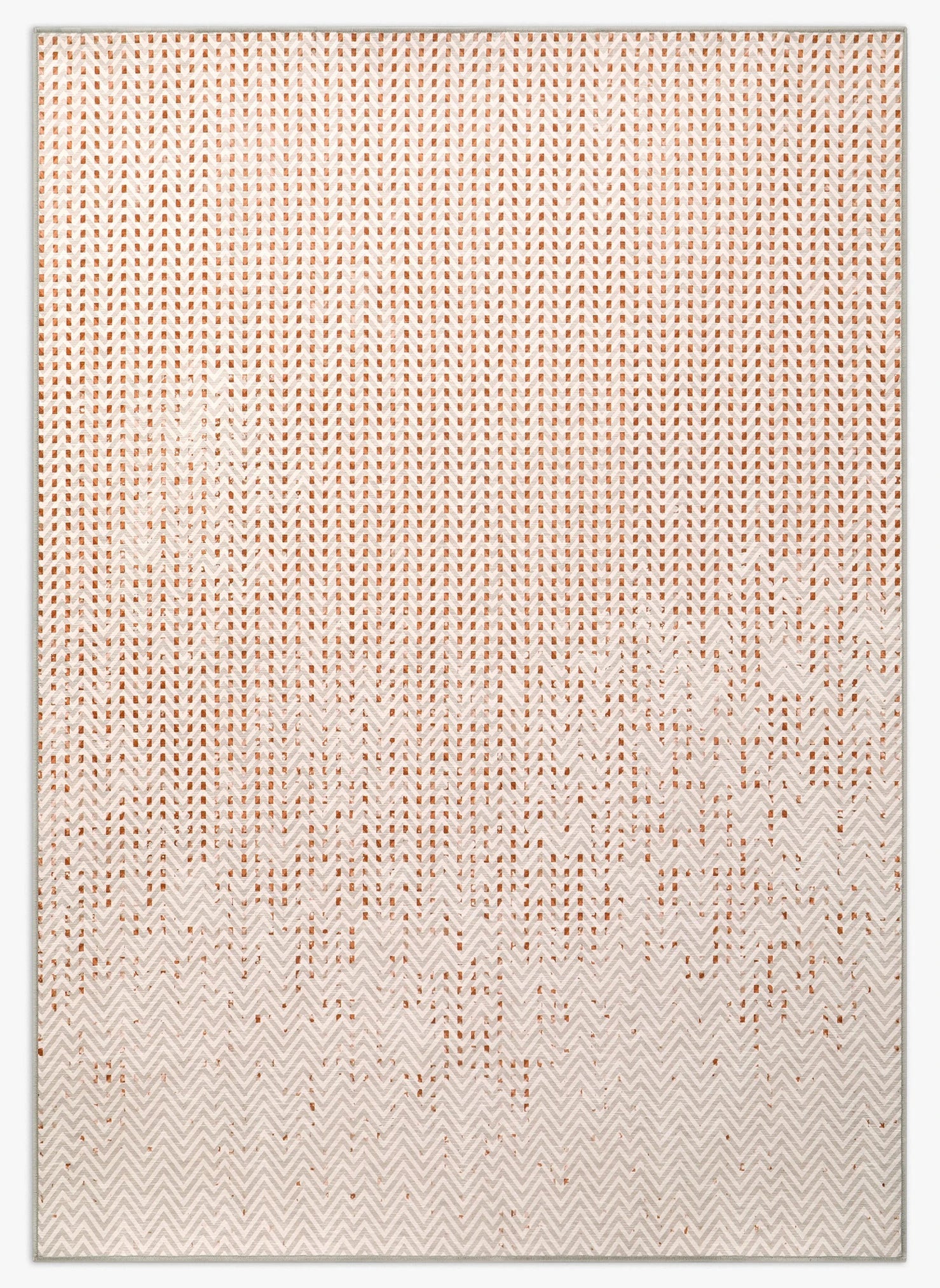 Tappeto Tang 170×240 cm Lindorug lavabile in lavatrice e asciugabile in asciugatrice collezione Chenny stile Urban geometrie moderne su base beige e arancio ruggine