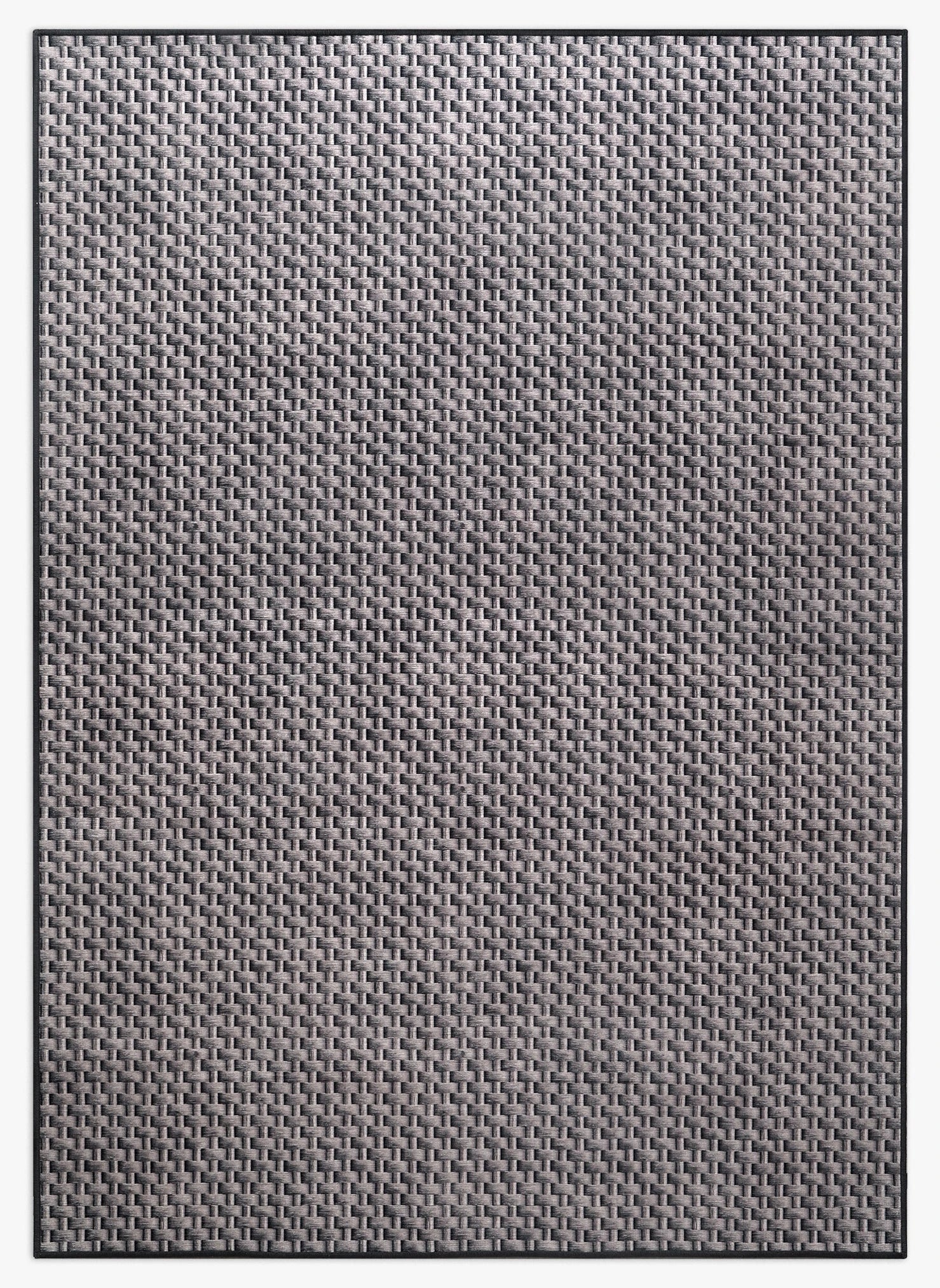Tappeto Wiker 170×240 cm Lindorug collezione Chenny stile Urban, intreccio abaca grigio a texture geometrica, lavabile in lavatrice e asciugabile in asciugatrice